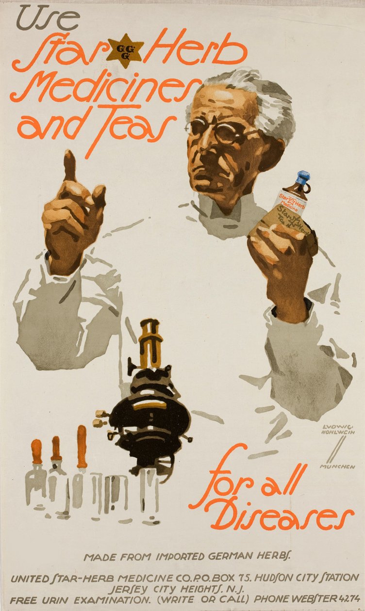 Använd Star Herb Medicines and Teas - for all Diseases, ca 1923. av Ludwig Hohlwein
