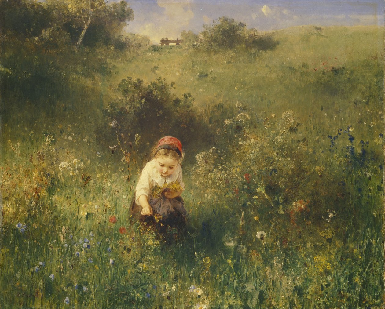 Girl in a Field, 1857. av Ludwig Knaus
