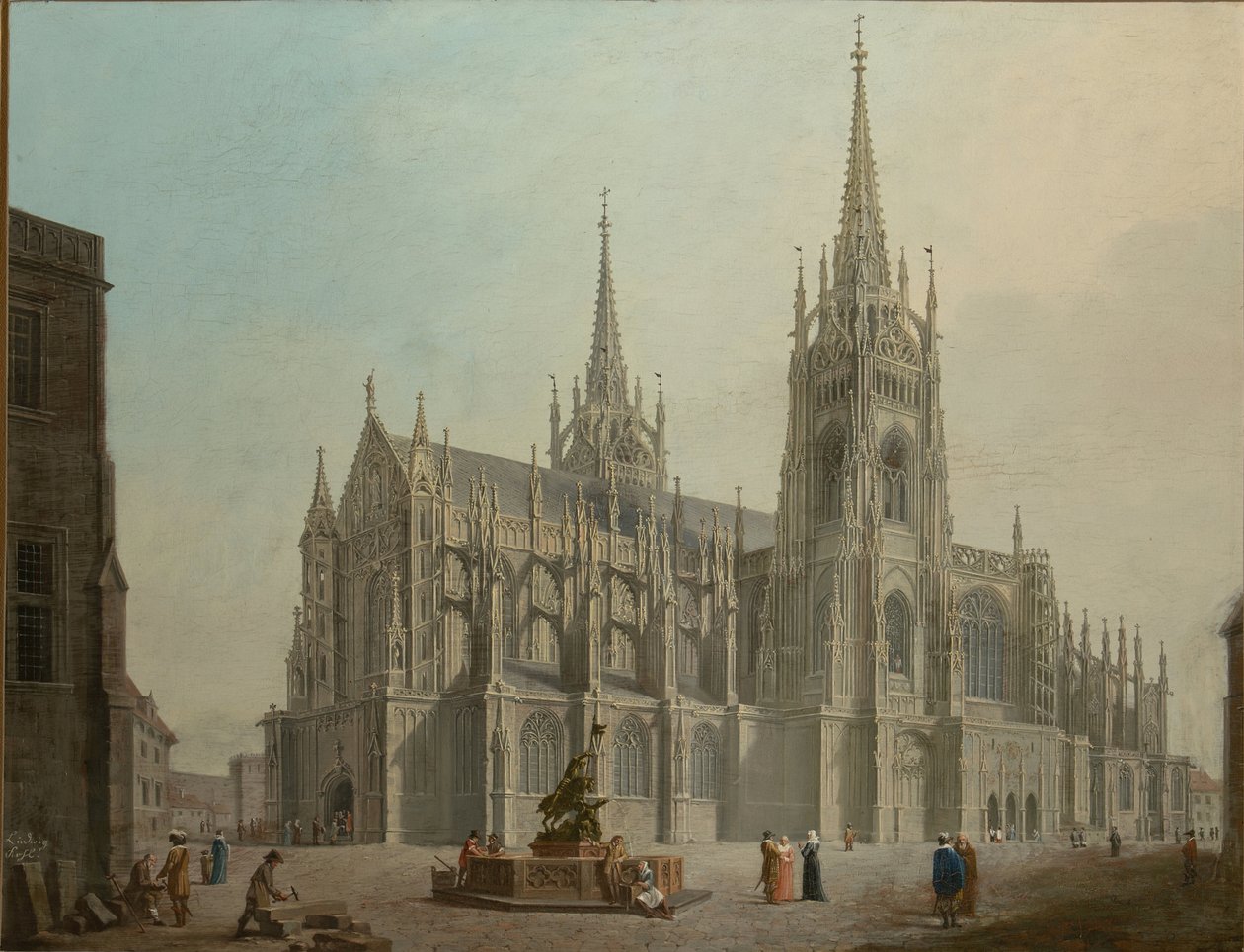 La cathedrale saint Guy de Prague - Sankt Vitus katedral i Prag - Ludvik Kohl (1746-1821). Olja på duk av Ludwig Kohl