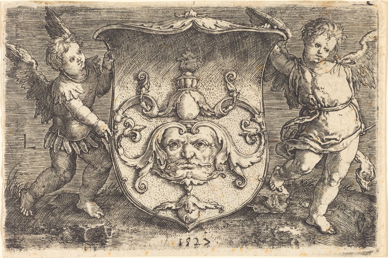 Sköld med Mascaron av Ludwig Krug