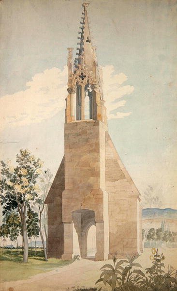 Det gotiska kapellet nära Witzenhausen (akvarell över penna på papper) av Ludwig Sigismund Ruhl