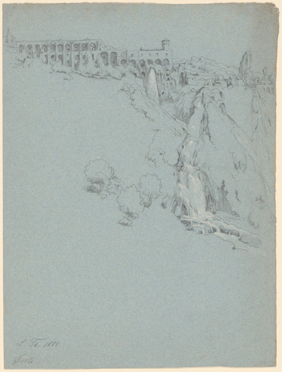 Vattenfallet i Tivoli med Maecenas villa av Ludwig Thiersch
