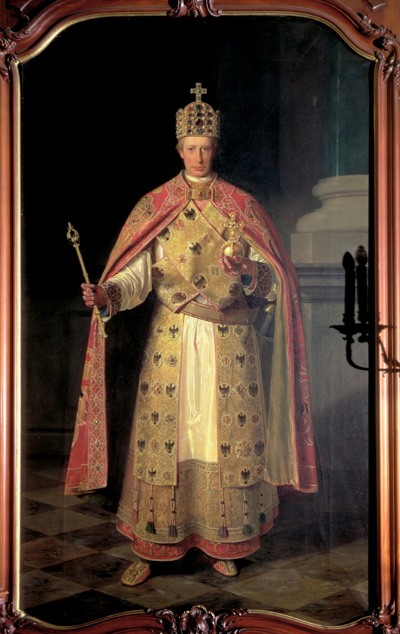 Francis II, den helige romerske kejsaren, bär den kejserliga insignien av Ludwig or Louis Streitenfeld