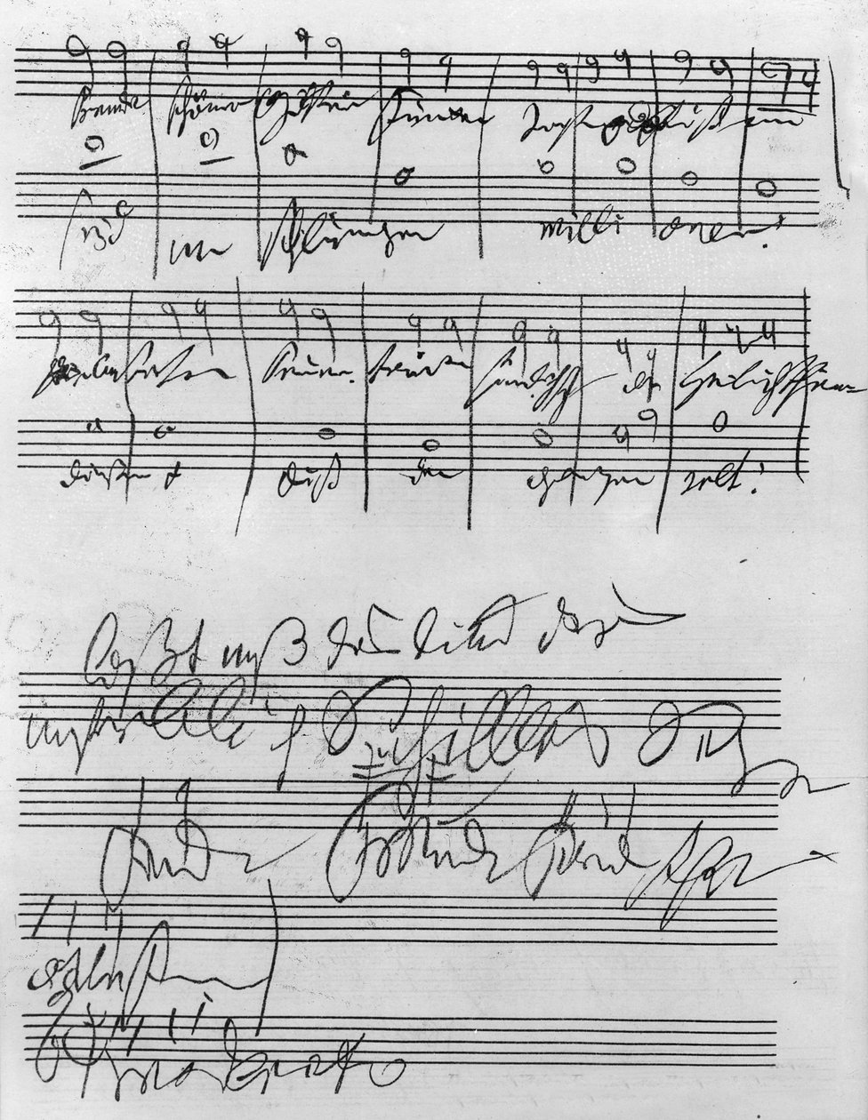 Handskriven musikmusik (bläck på papper) av Ludwig van Beethoven
