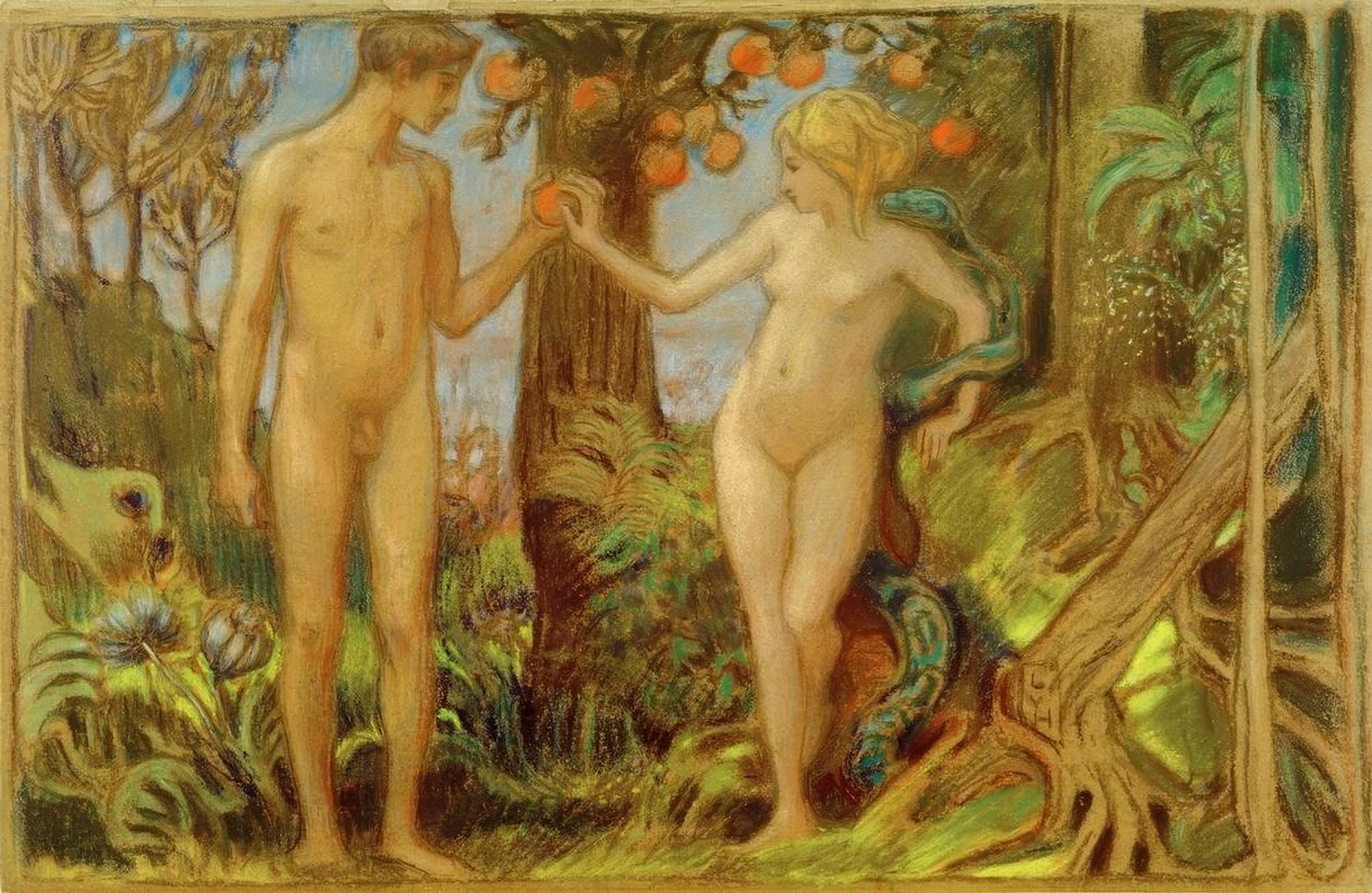 Adam och Eva vid kunskapens träd av Ludwig von Hofmann