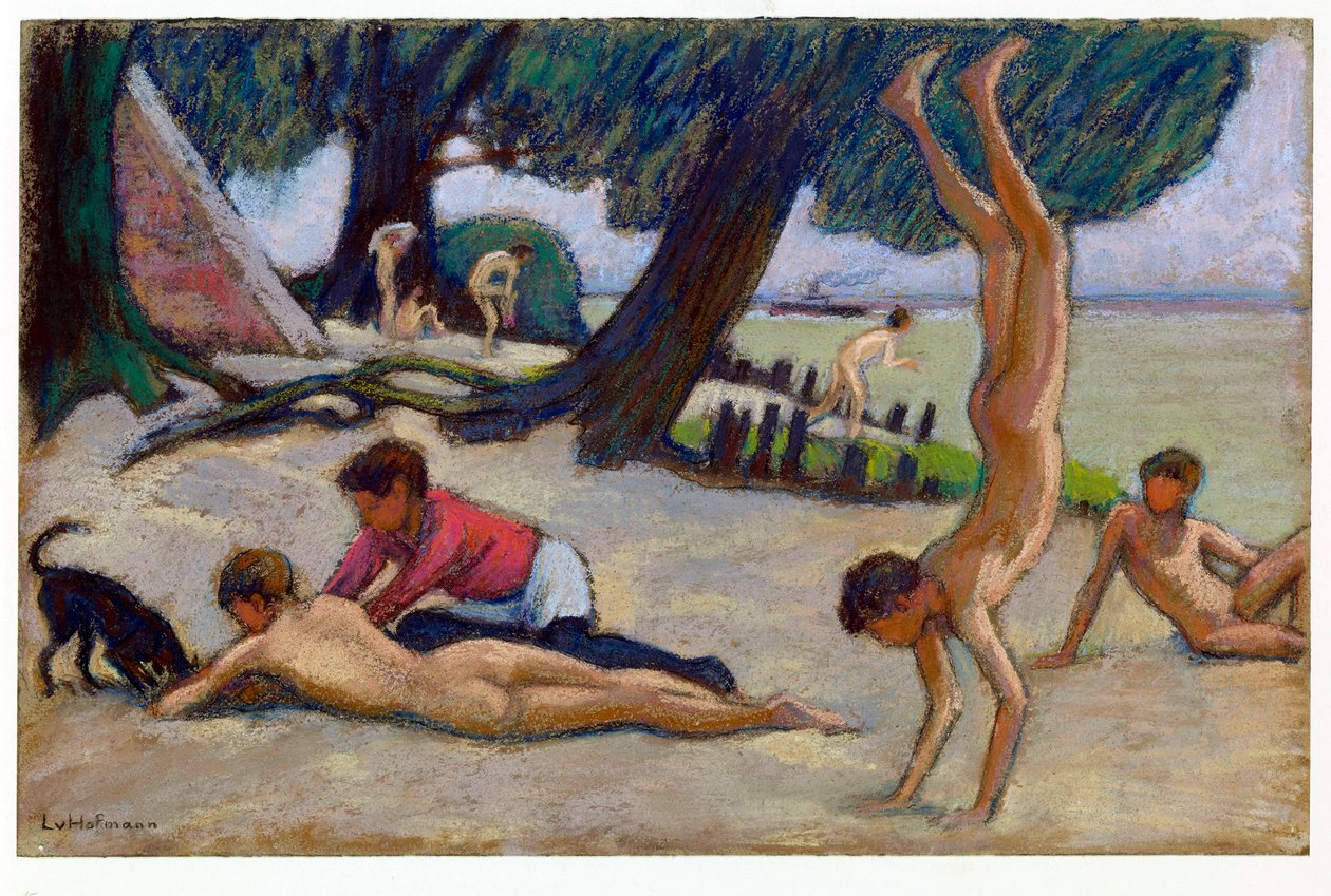 ""Pojkar på stranden" (Pojkar på stranden) Pastellteckning av Ludwig von Hofmann (1861-1945) ca 1895 Dim 24,9x34,4 cm Staatliche Museen, Berlin av Ludwig von Hofmann