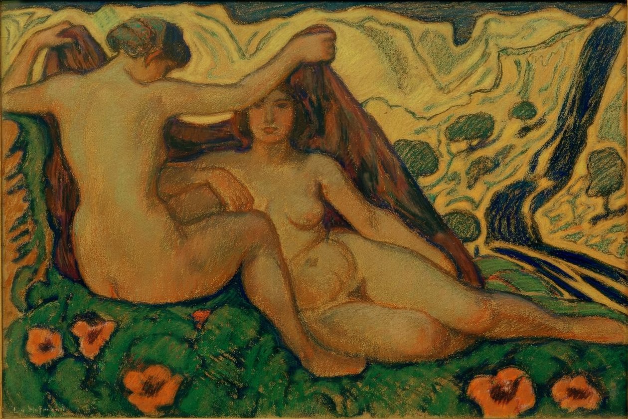 Två nakenbilder på den italienska landsbygden av Ludwig von Hofmann