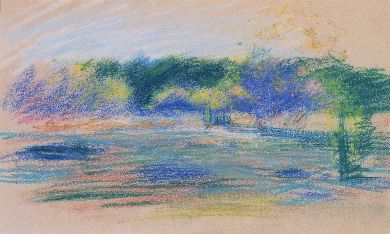 Landskap med utsikt över skogen (pastell) av Ludwik de Laveaux