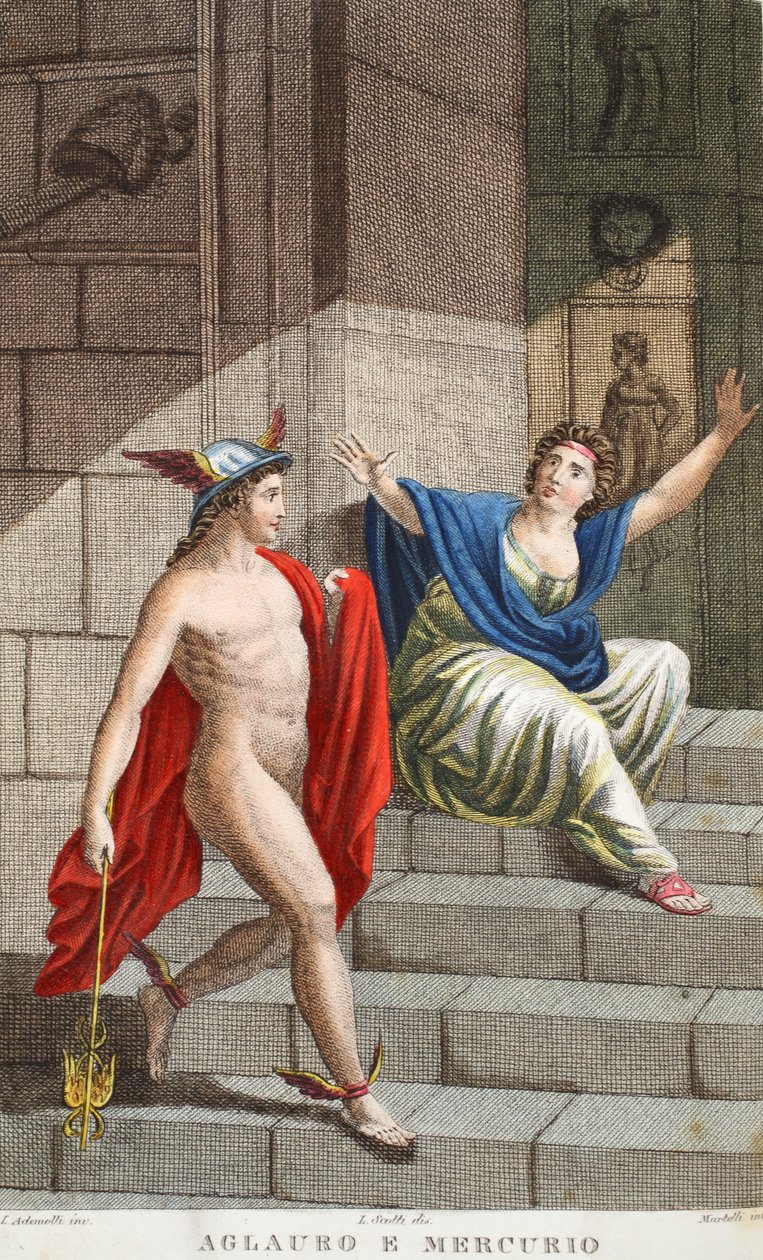 Aglauros och Merkurius eller Aglauro e Mercurio, illustration från Ovidius