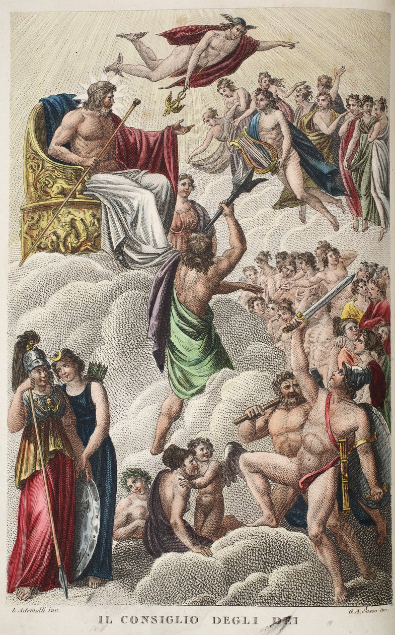 Gudarnas råd eller Il Consiglio Degli Dei, Bok I, illustration från Ovidius
