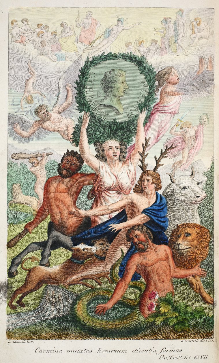 Frontispice, illustration från Ovids Metamorphoses, Florens, 1832 (handkolorerad gravyr) av Luigi Ademollo