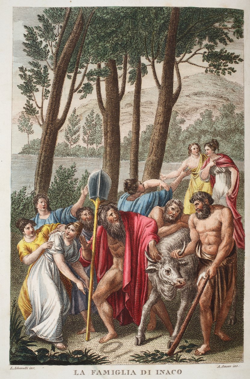 Inachus sörjande eller La Famiglia di Inaco, Bok I, illustration från Ovidius