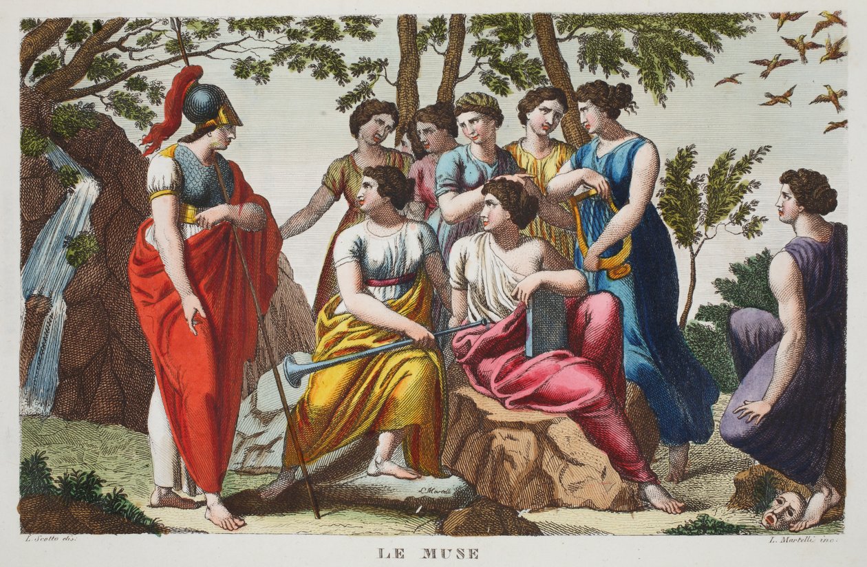 Muserna eller Le Muse, bok V, illustration från Ovidius