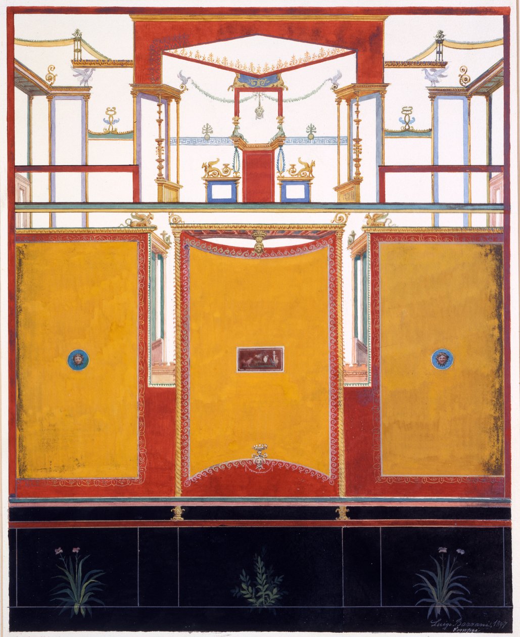 Väggdekorationer från huset av Aulus Vettius, Pompeji, c.36-39 AD, 1987 av Luigi Bazzani