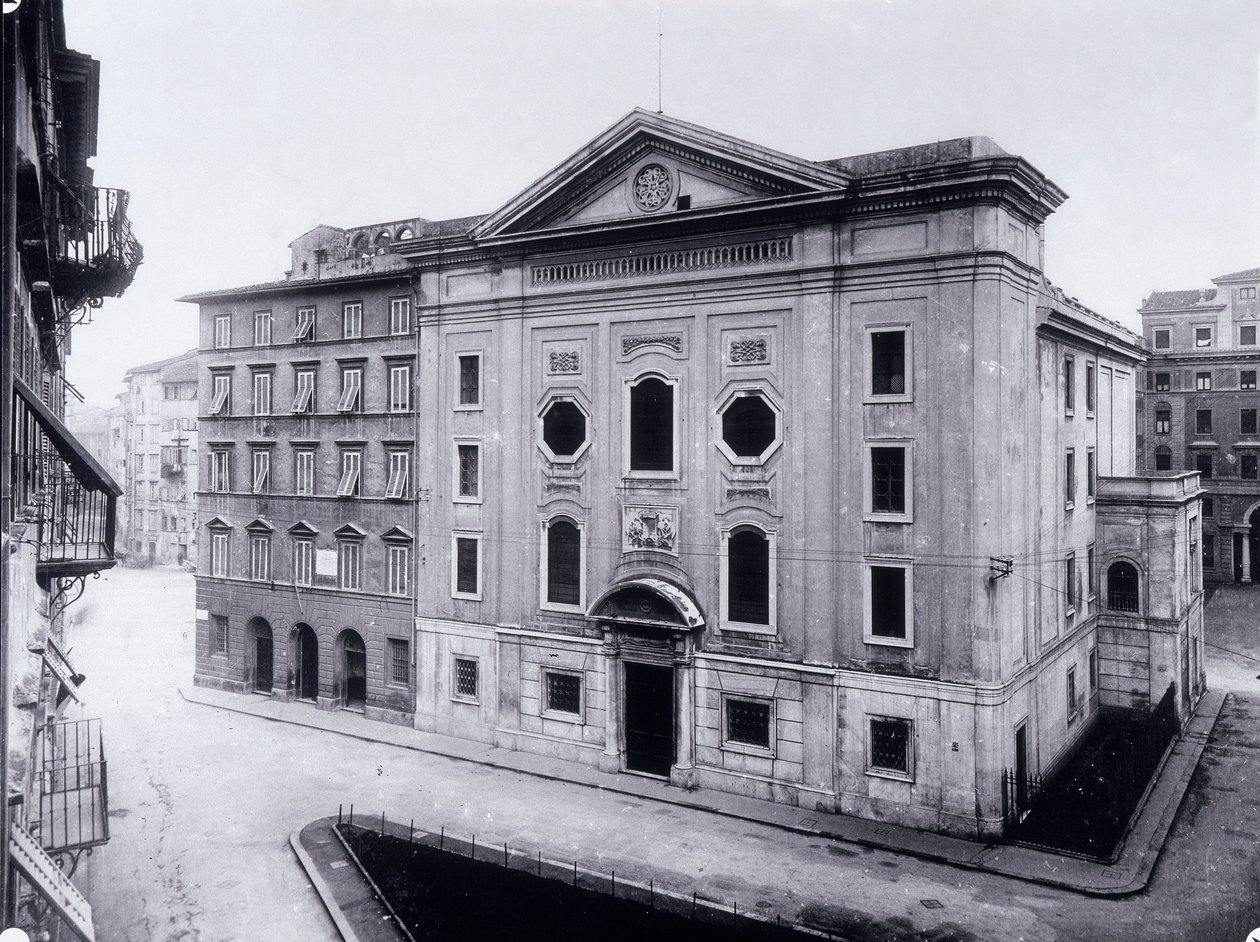 Fasad av Livornos gamla synagoga, ca 1910 av Luigi Betti