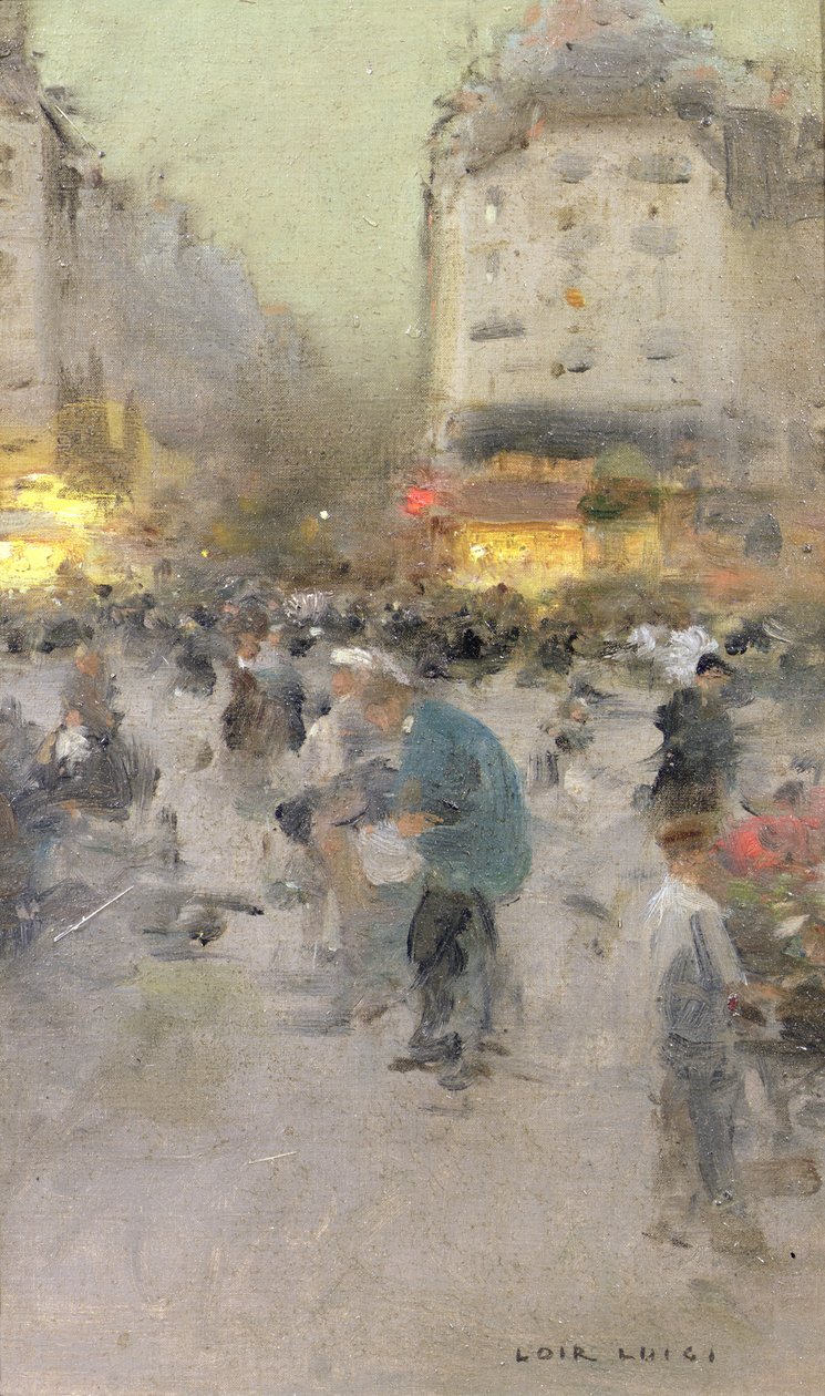 En Paris Street Scen av Luigi Loir