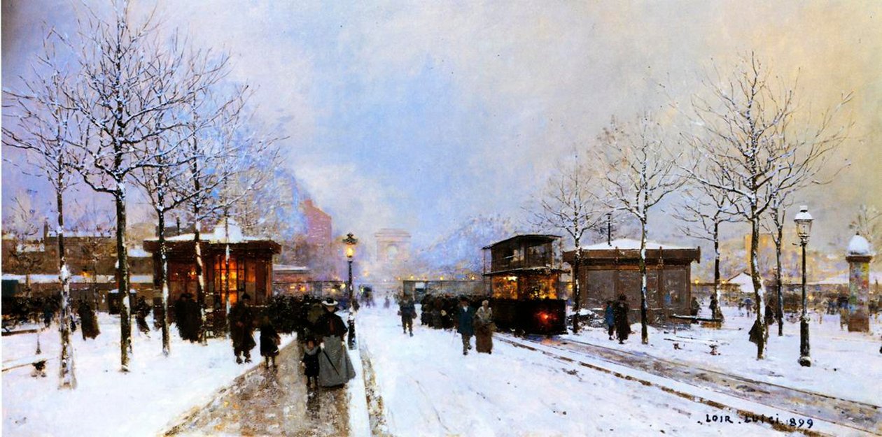 Porte Maillot på vintern, Paris, 1899 av Luigi Loir