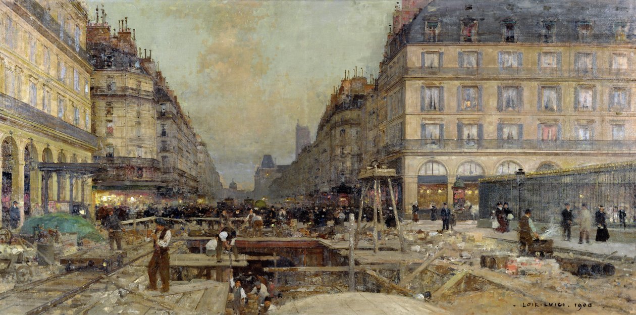 Byggandet av tunnelbanan, 1900 av Luigi Loir