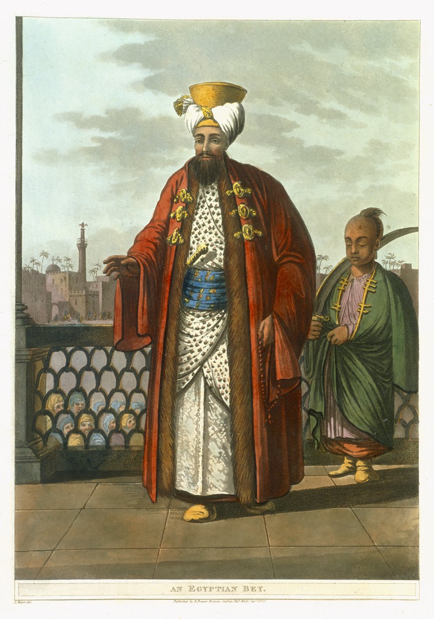 An Egyptian Bey, skylt 41 från "Views in Egypt", graverad av Thomas Milton (1743-1827) pub. av Robert Bowyer (1758-1834) 1802 (akvatint) av Luigi Mayer
