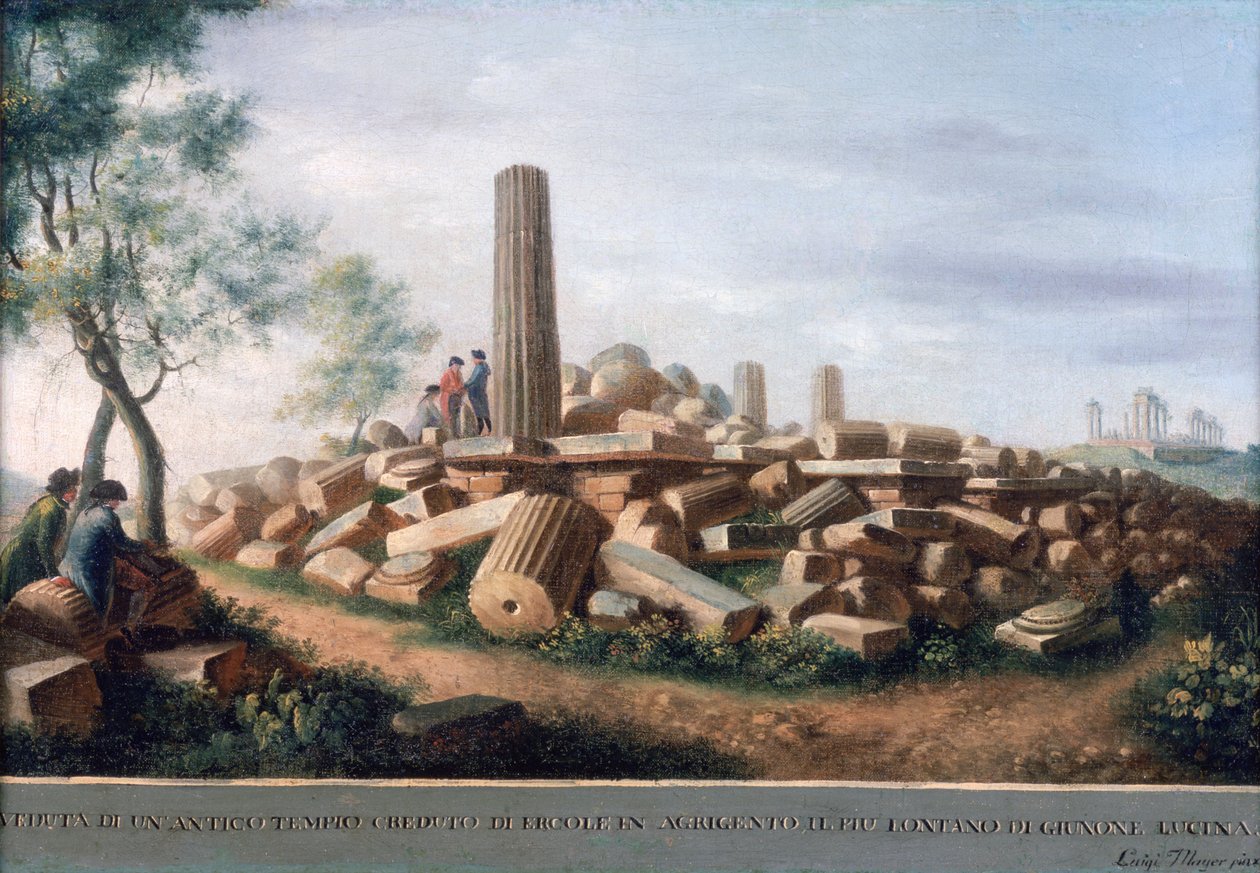 Forntida tempel i Agrigentum av Luigi Mayer