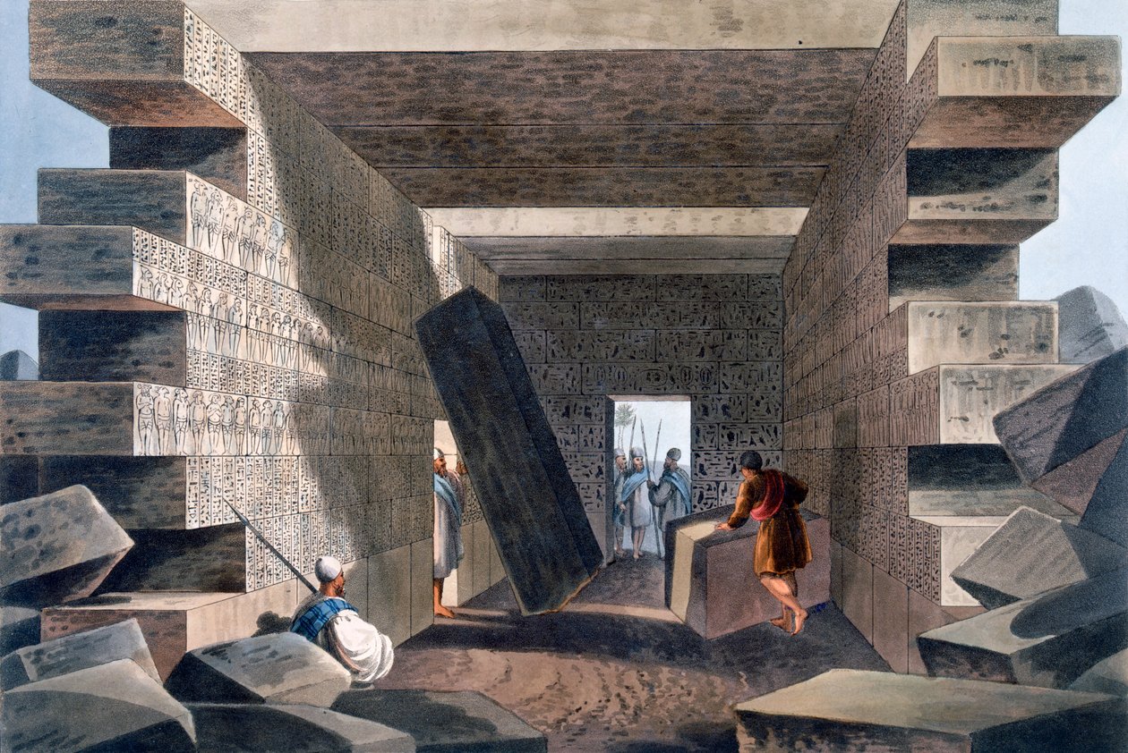 Interiören i Jupiter Ammons tempel, nära Alexandria, tavla 71 från "Views in the Ottoman Dominions", publicerad i London 1810. av Luigi Mayer