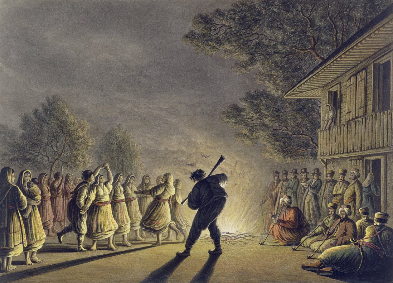 The Dance of the Bulgarian Peasants, utgiven av William Watts, 1806. av Luigi Mayer