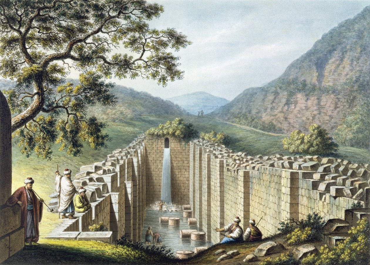The Fountain of Siloah, Jerusalem, pub. av William Watts, 1801 av Luigi Mayer