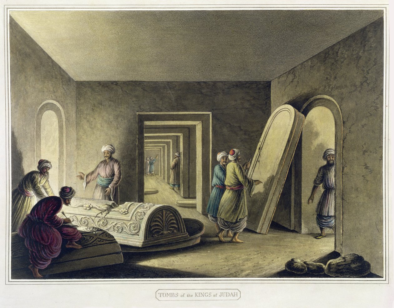 Juda kungars gravar, Jerusalem, pub. av William Watts, 1805 av Luigi Mayer