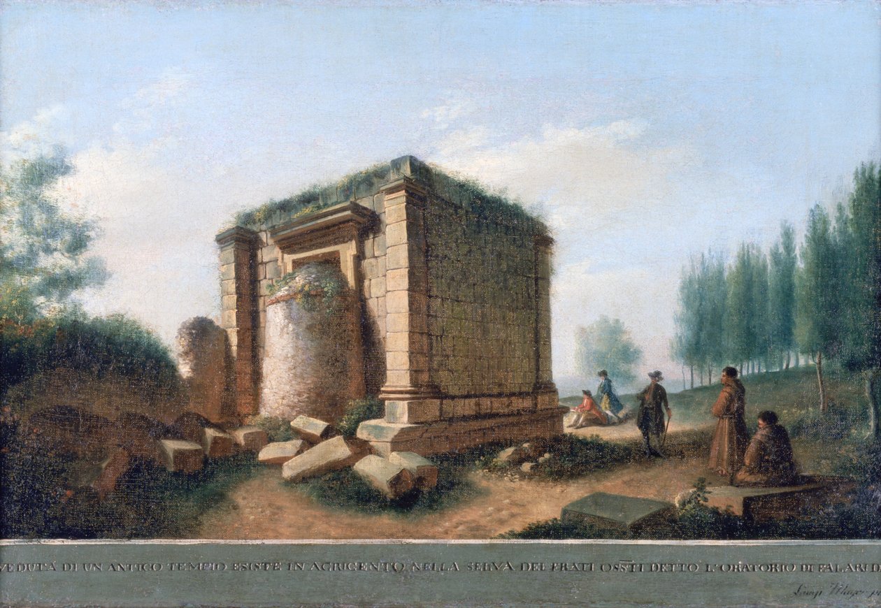 Utsikt över ett forntida tempel i Agrigentum, c.1776-92 av Luigi Mayer