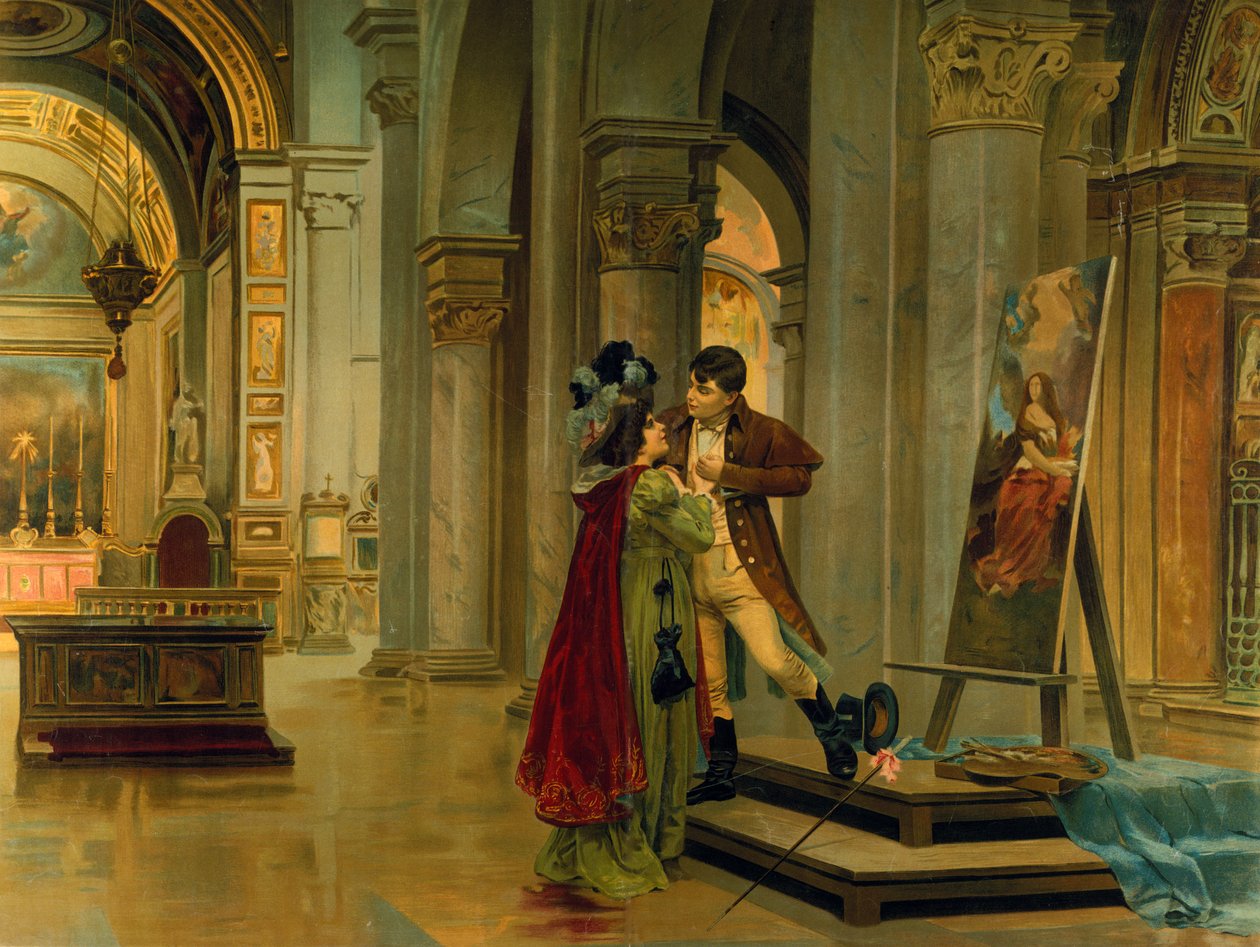 Scen från Tosca av Giacomo Puccini av Luigi Morgari