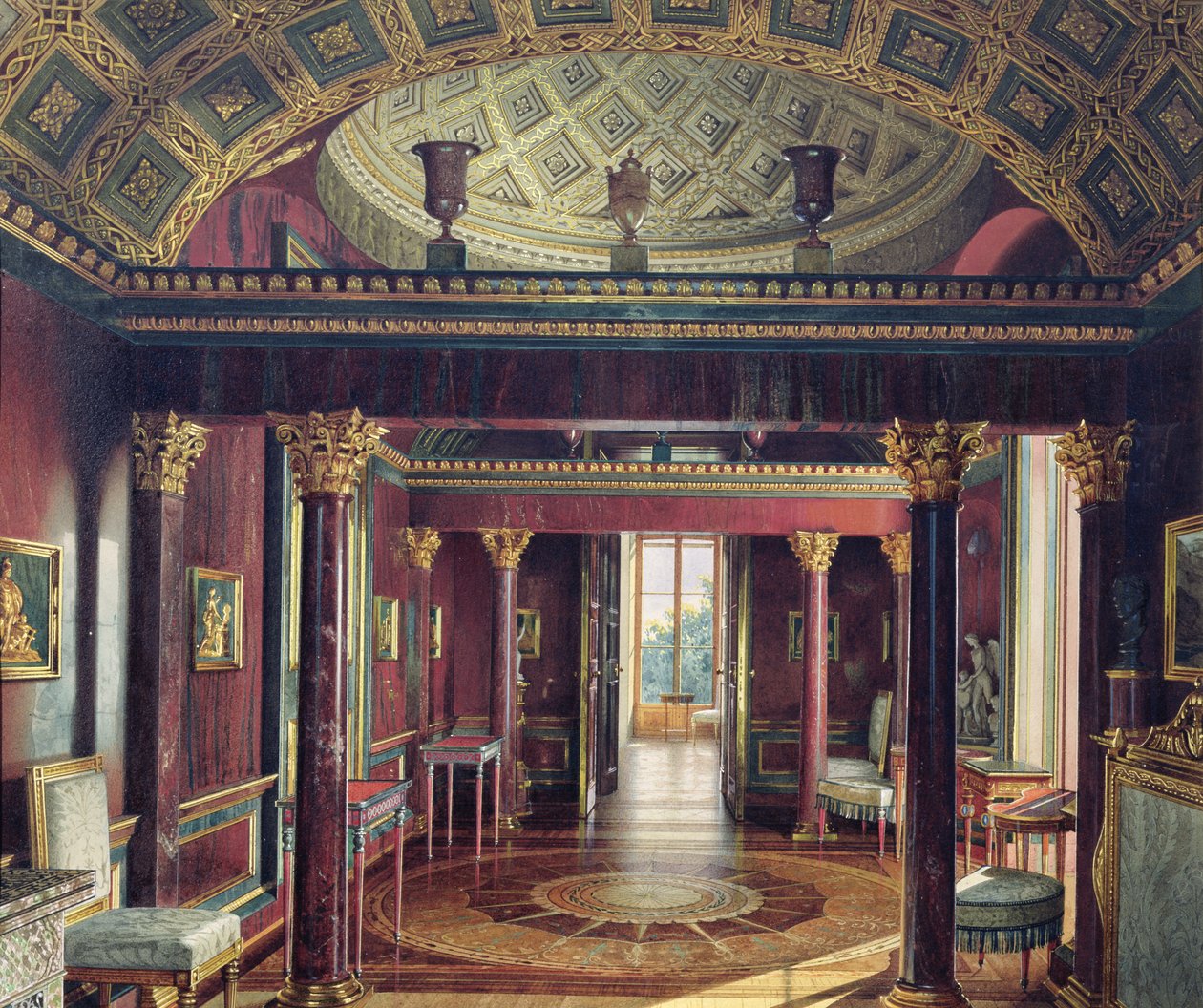 Agatrummet i Katarinapalatset i Tsarskoye Selo, 1859 (wc och vit färg på papper) av Luigi Premazzi