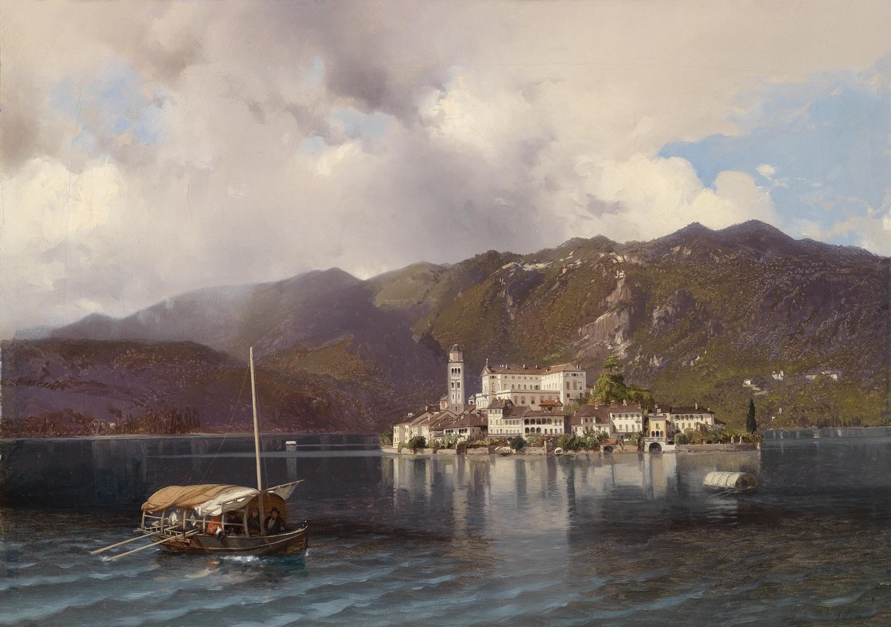 Blick på Isola San Giulio im Ortasee/Piemont av Luigi Riccardi