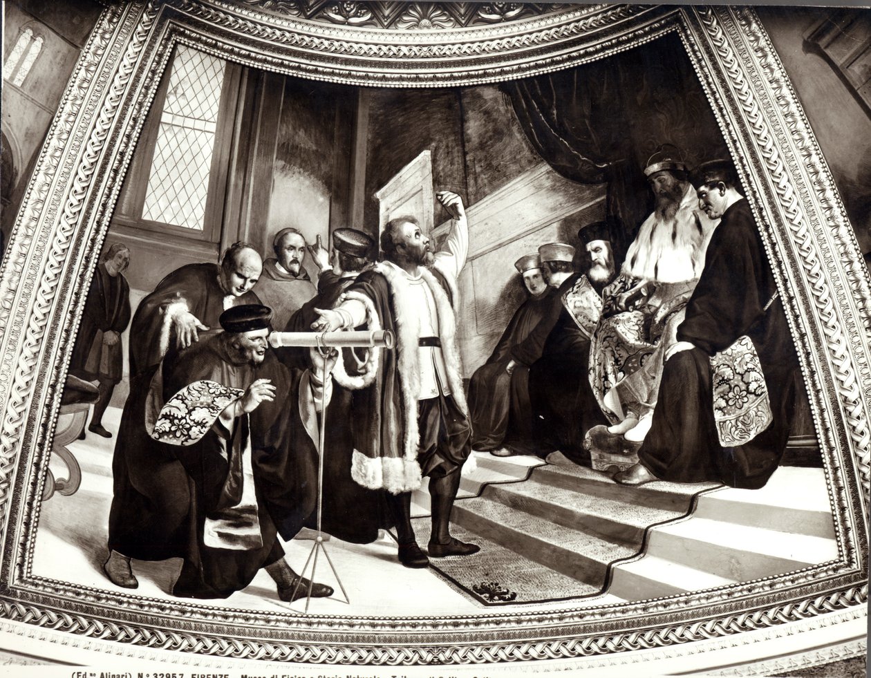 Galileo (1564-1642) presenterar sitt teleskop för den venetianska senaten, från Rättegången mot Galileo av Luigi Sabatelli