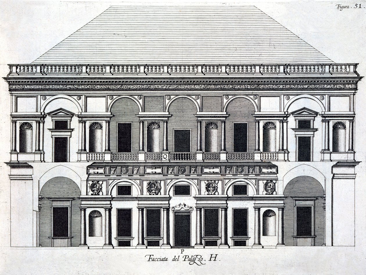 Design för det kungliga palatset i Caserta, 1756 av Luigi Vanvitelli
