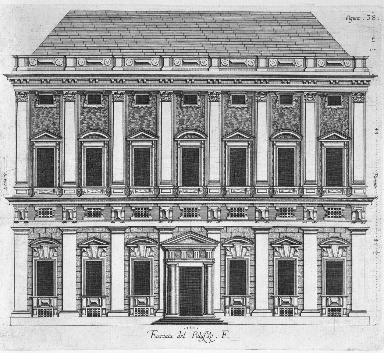 Ritning för det kungliga palatset i Caserta, 1756 av Luigi Vanvitelli