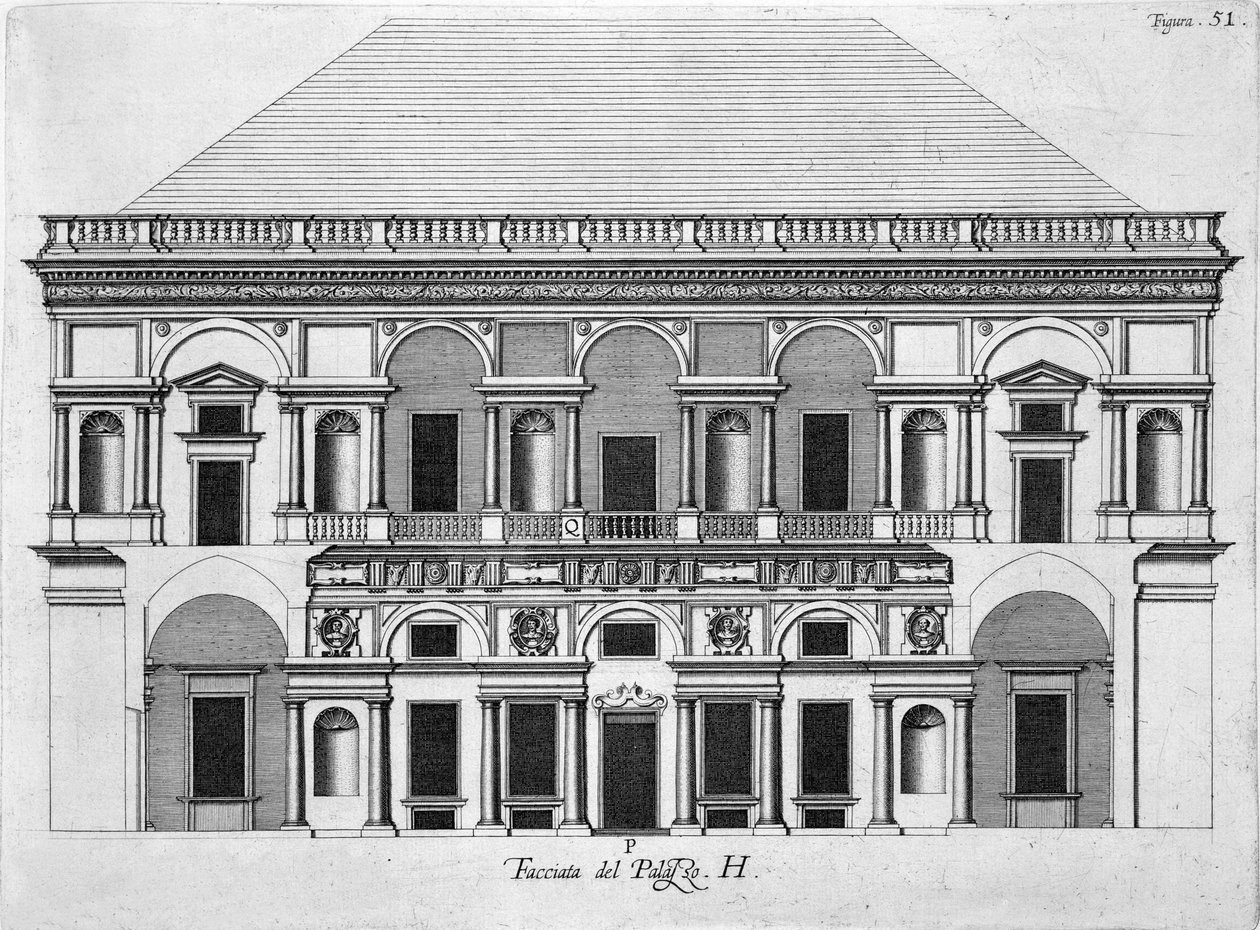 Design för det kungliga palatset i Caserta, 1756 av Luigi Vanvitelli