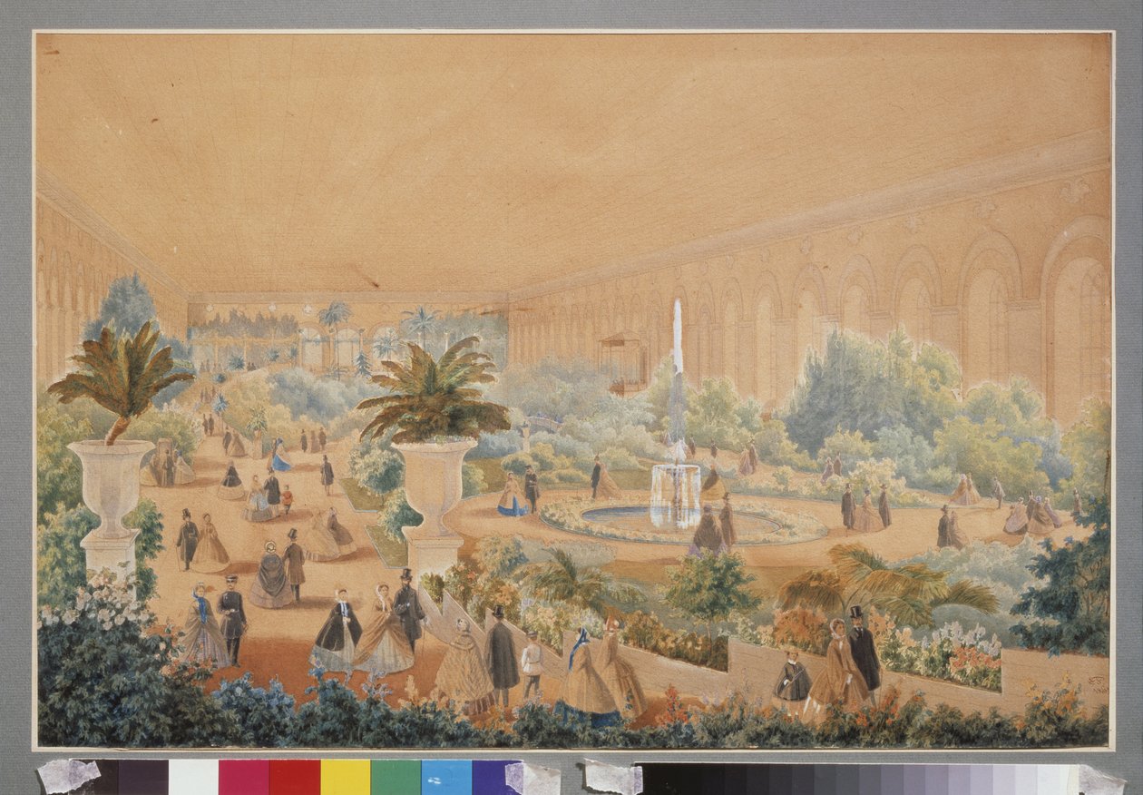 Blomsterutställning i Moskva-manegen. Verk av Luigi Premazzi (1814-1891), akvarell och gouache på papper av Luigi Premazzi