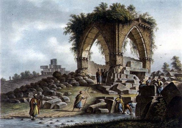 Fountain of Serpents, Syrien, pub. av William Watts av Luigi (after) Mayer