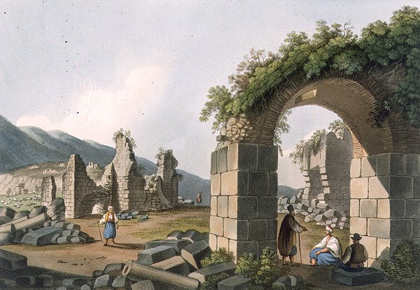 Ruins of the Baths at Ephesus, skylt 43 från "Views in the Ottoman Dominions", pub. av R. Bowyer av Luigi (after) Mayer
