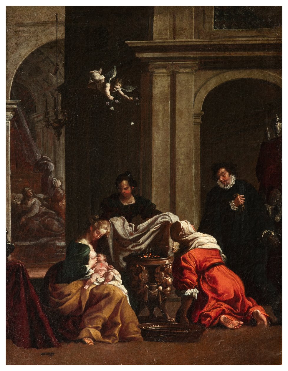North Transept, San Roccos altare 1635, 45, Genovesino 1645, St. Roccos födelse, målad nedre vänster av Luigi Miradori
