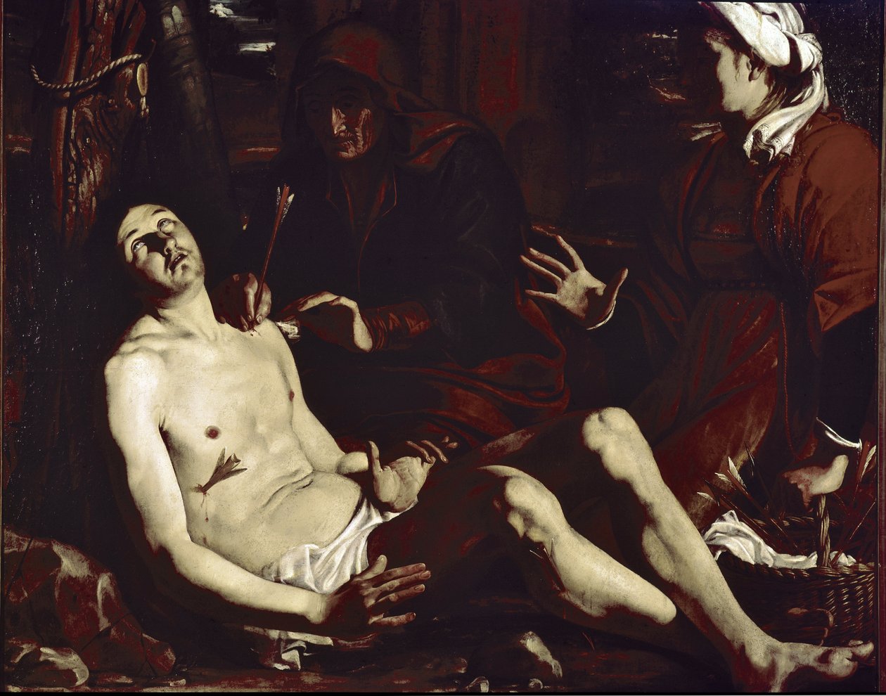 Sankt Sebastian botad av de heliga kvinnorna (olja på duk, ca 1630) av Luigi Miradori