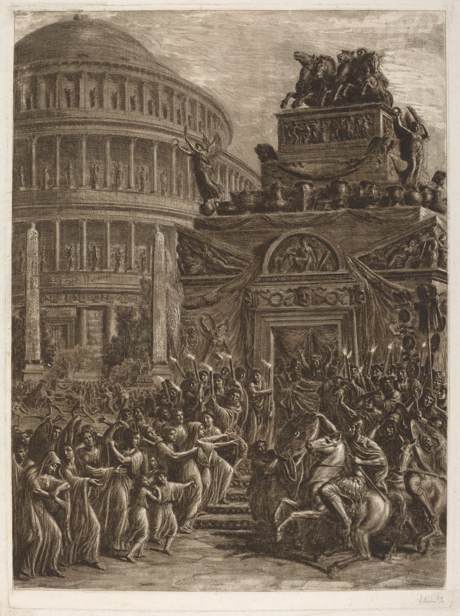 Hadrianus kropp som ligger intill hans mausoleum, sent 1700-tidigt 1800-tal. av Luigi Ademollo