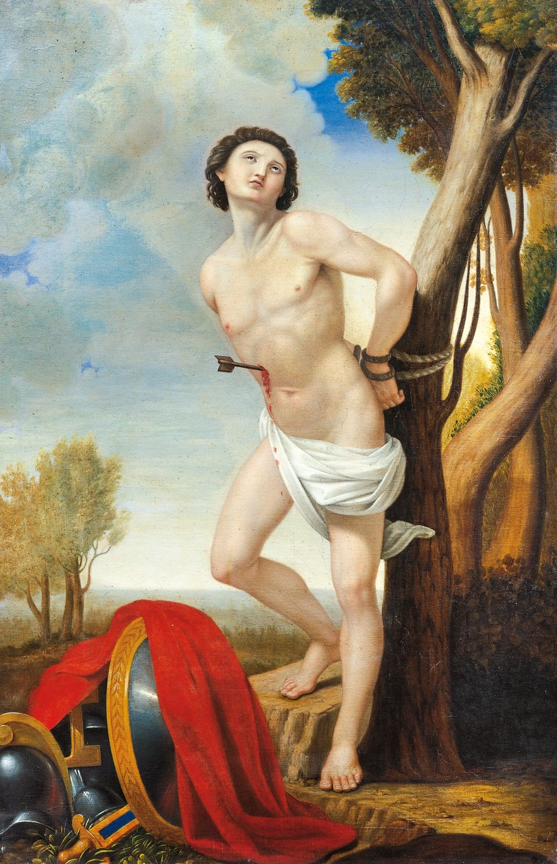 Martyrdom of St Sebastian, av Luigi Asioli (1817-77), olja på duk av Luigi Asioli