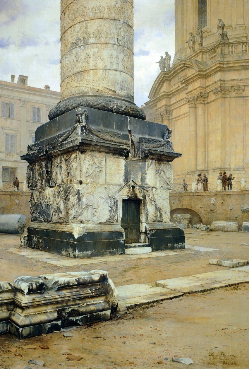 Trajanus kolumn i Rom, av Luigi Bazzani (1836-1927). Olja på duk 70,5x103 cm. av Luigi Bazzani