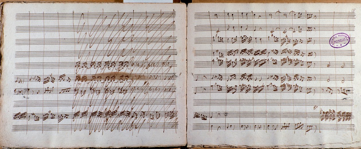 Dubbelsida, signerad av författaren till partituren till konserten för cello och orkester i Es av Luigi Boccherini av Luigi Boccherini