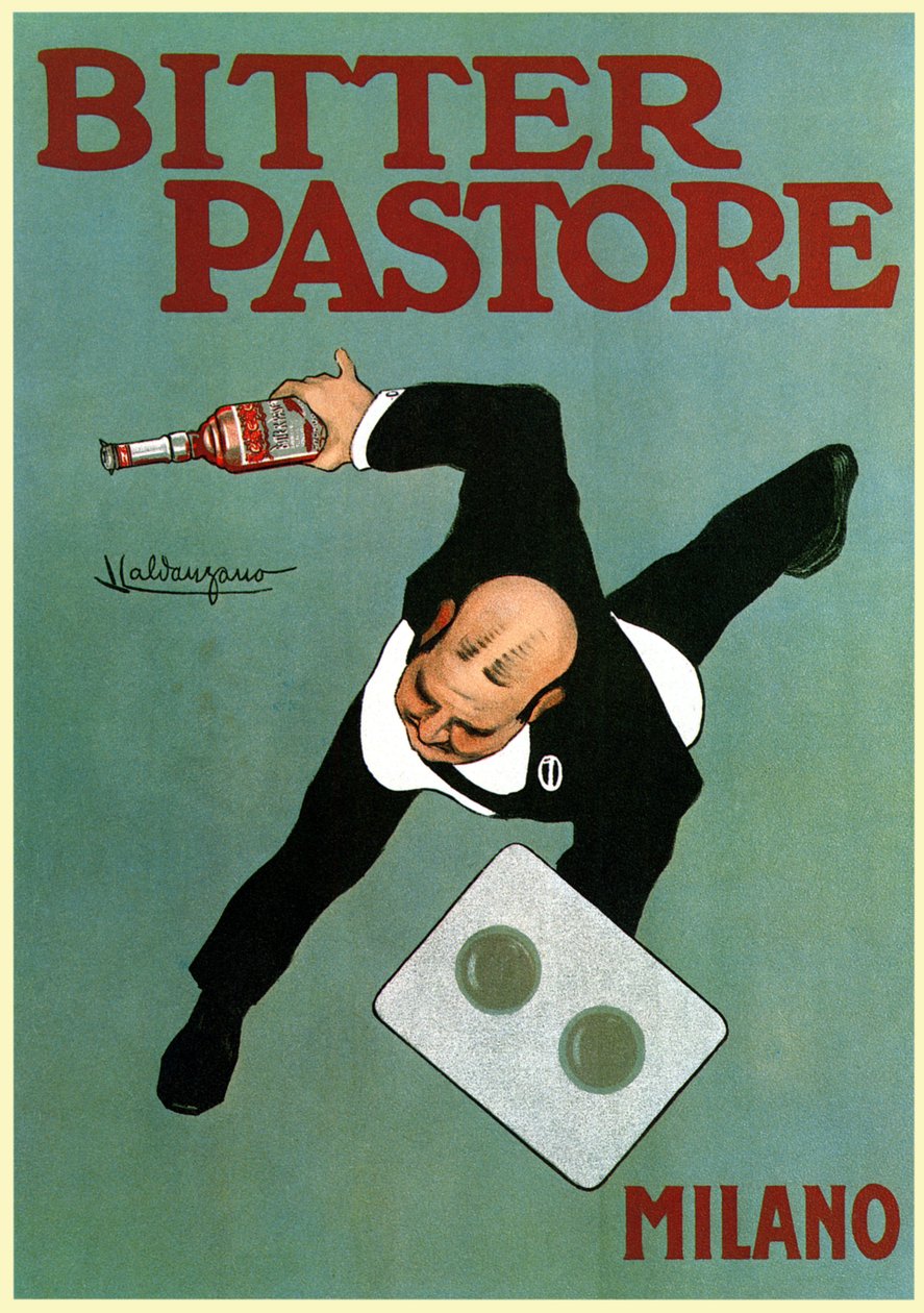 Reklam för aperitifen "Bitter Pastore", ca 1910 (affisch) av Luigi Caldanzano