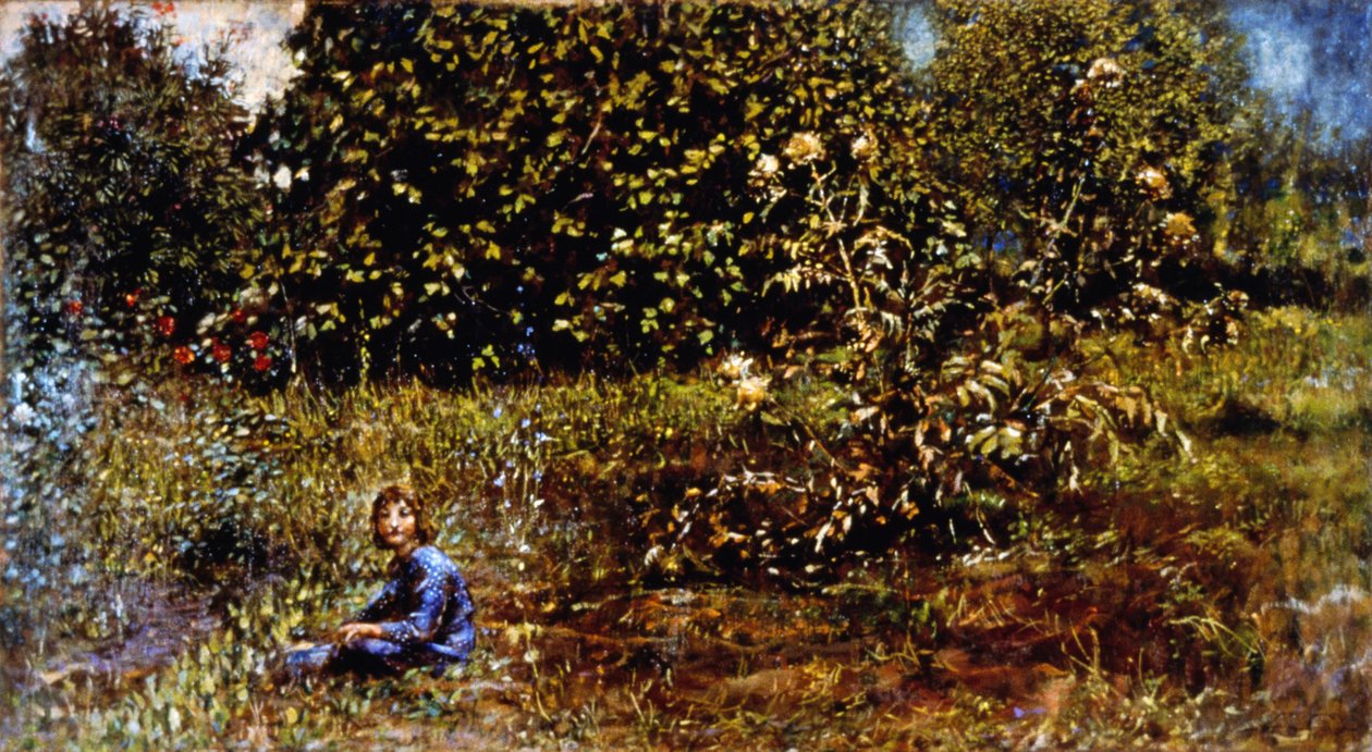 Vårträdgård (olja på duk) av Luigi Conconi