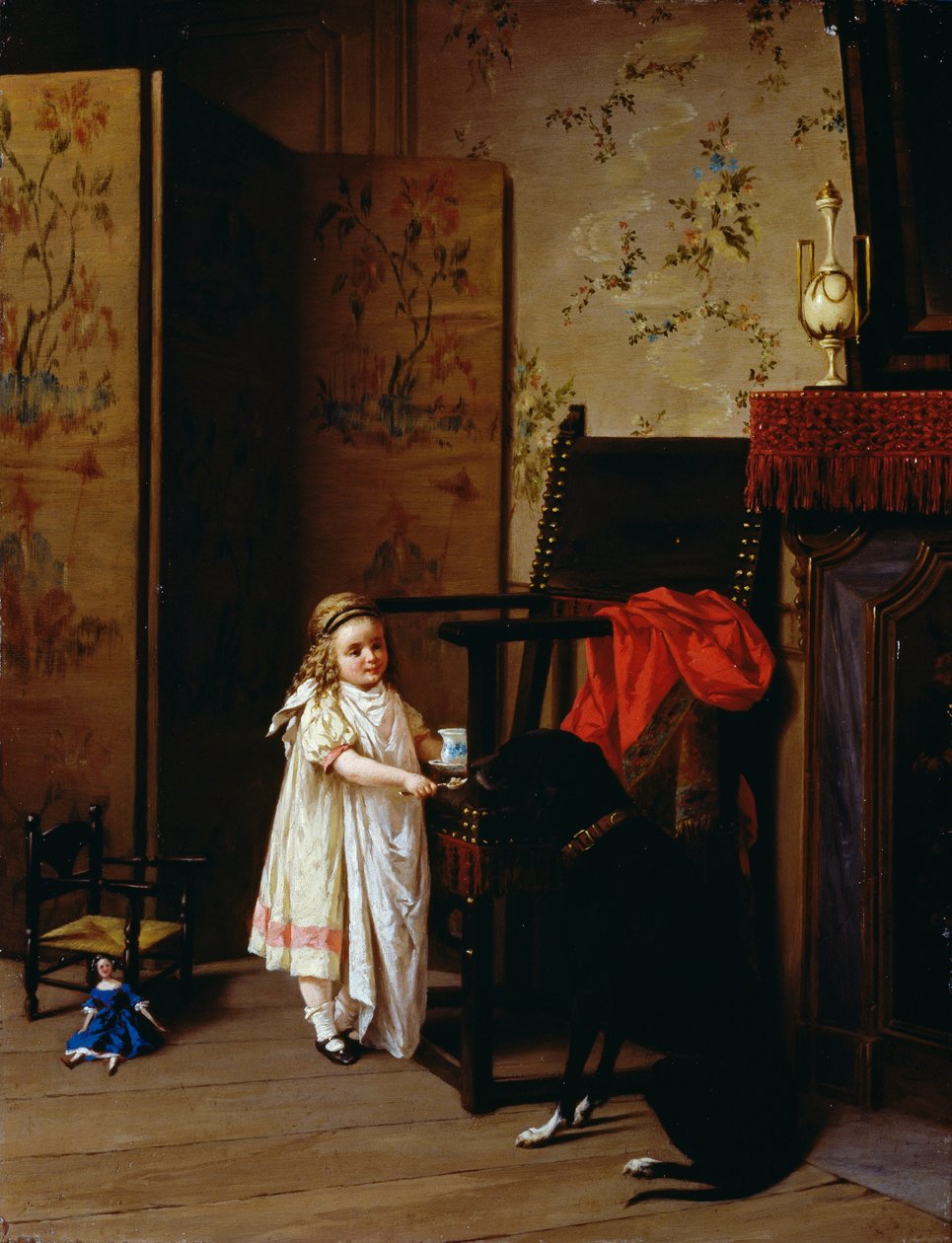 Frukost för två, av Luigi Crosio (1835-1915), olja på panel, 42x32 cm av Luigi Crosio