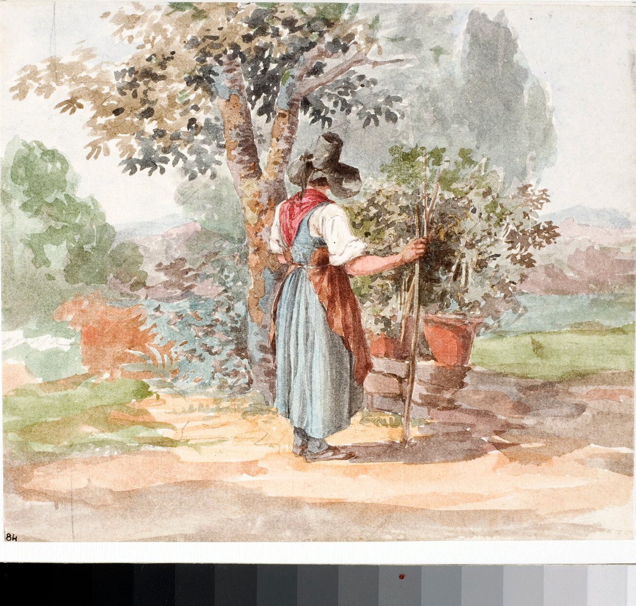 En lantflicka nära Florens (akvarell, ca 1825) av Luigi Garibbo