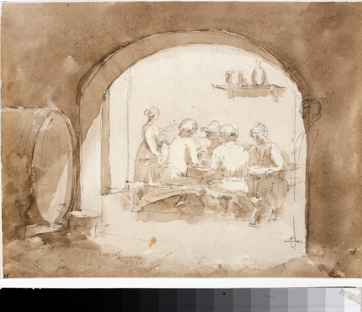 Interiör av ett värdshus (akvarell, ca 1820) av Luigi Garibbo
